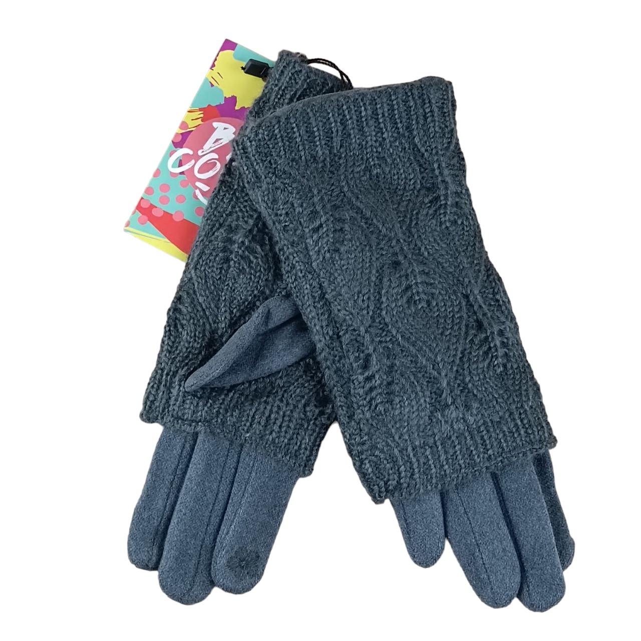 Перчатки женские митенки кашемир/вязанная S-L Темно-серый (47200)