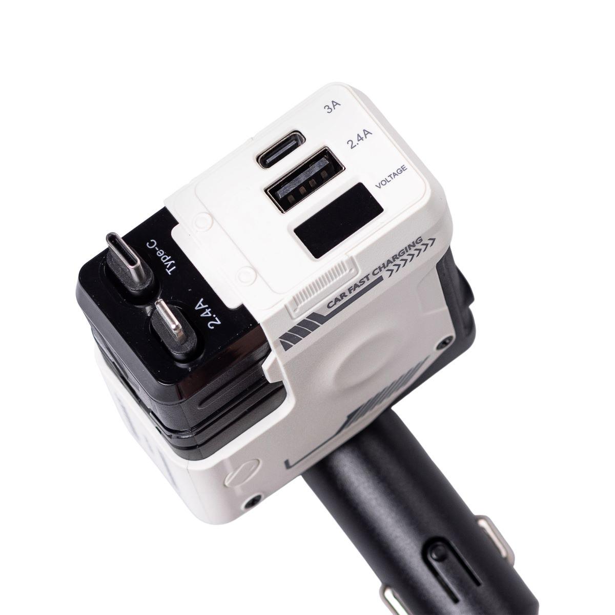 Зарядний пристрій автомобільний Mecha з висувними кабелями та портами USB/Type-C Білий (6833) - фото 2 Зарядний пристрій автомобільний Mecha з висувними кабелями та портами USB/Type-C Білий (6833) - фото 2