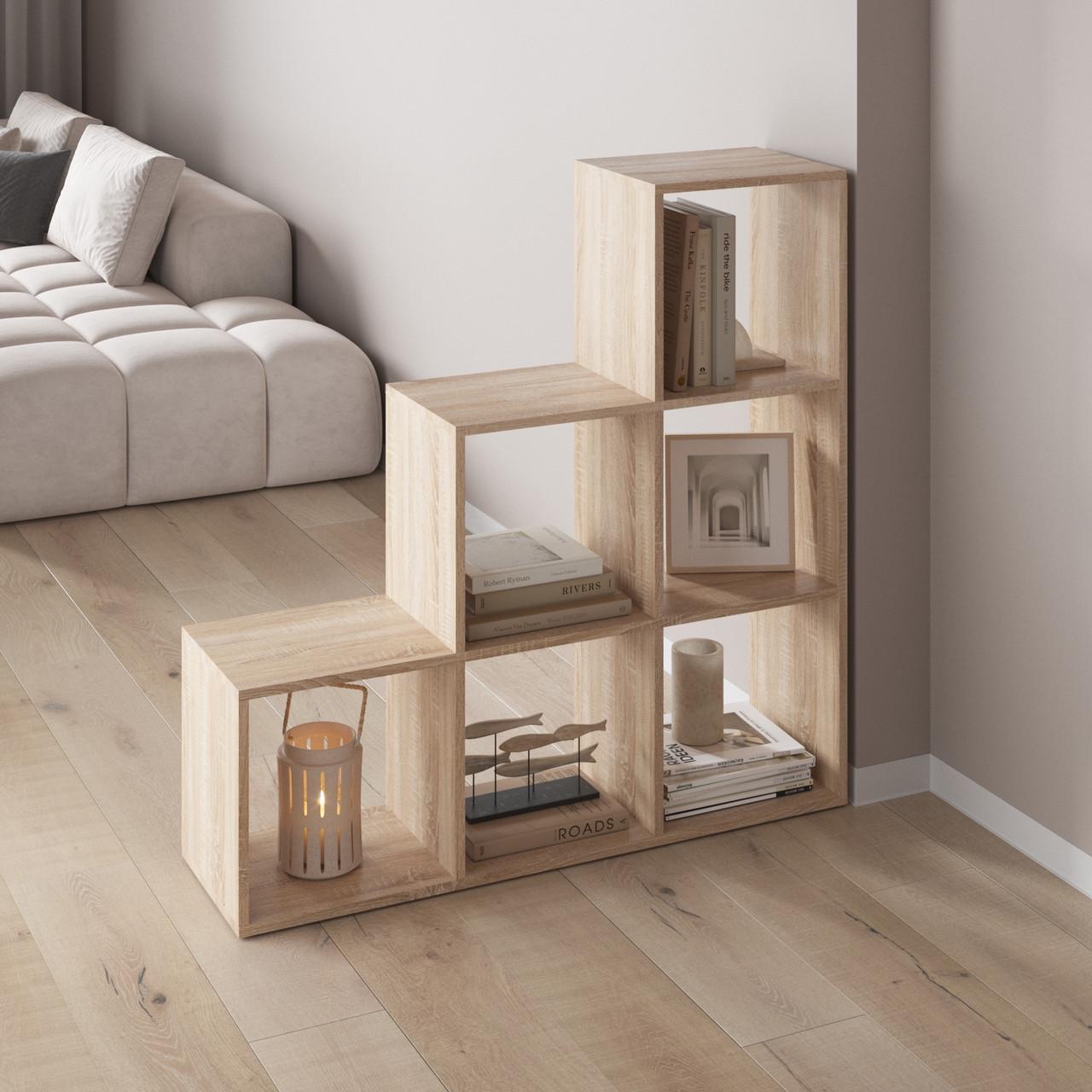 Стеллаж открытый VAYS 6 ячеек 107,2х29х108 см Дуб Сонома (30581268)