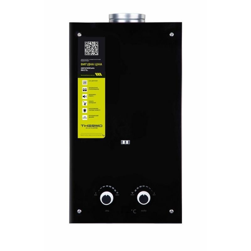 Колонка газова димохідна Thermo Alliance JSD20-10GD панель зі скла 10 л Black (SD00030725)