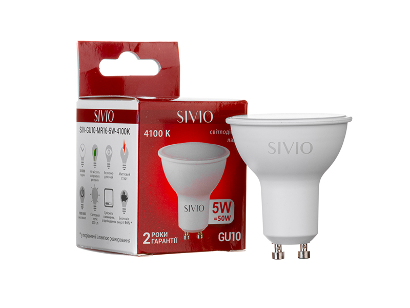 Світлодіодна лампа MR16 5 Вт GU10 4100K 175-265 В (3546)