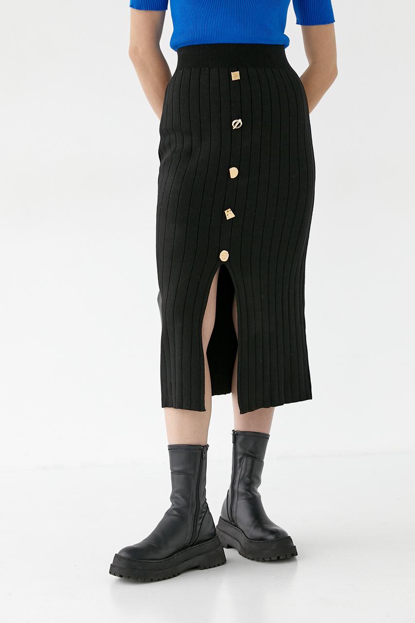 Юбка миди в рубчик L Черный (9505973)