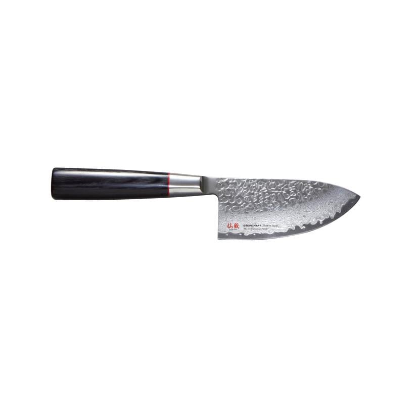 Кухонный шеф-нож европейский Suncraft Senzo Classic 60 мини HRC VG-10 дамасская сталь 100 мм Черный