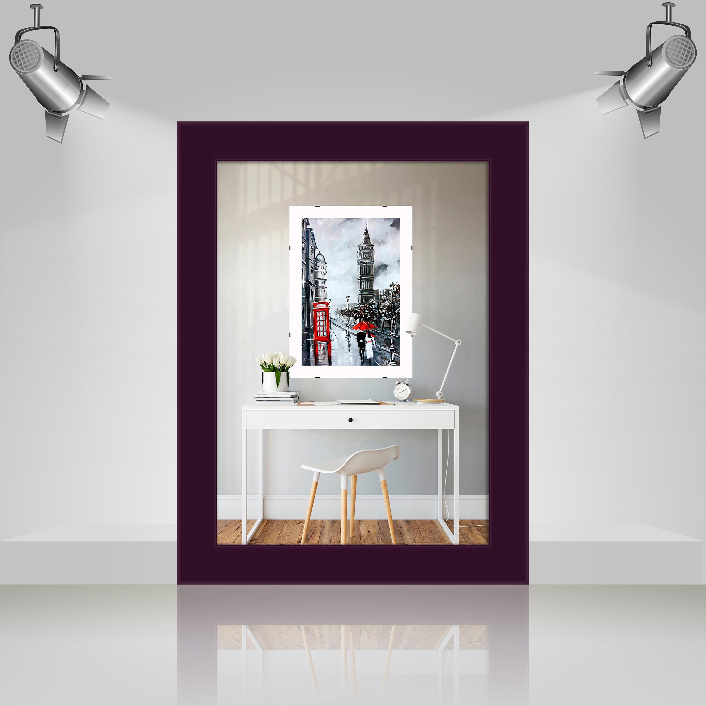 Фоторамка деревянная EmojiFrame 15х21 см А5 AH2220-02 пластиковое стекло 0,8 мм Фиолетовый - фото 3