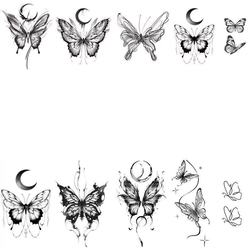 Временная татуировка водостойкая Clefers Butterfly Set набор 10 шт. на водной основе/до 14 дней (5024427)