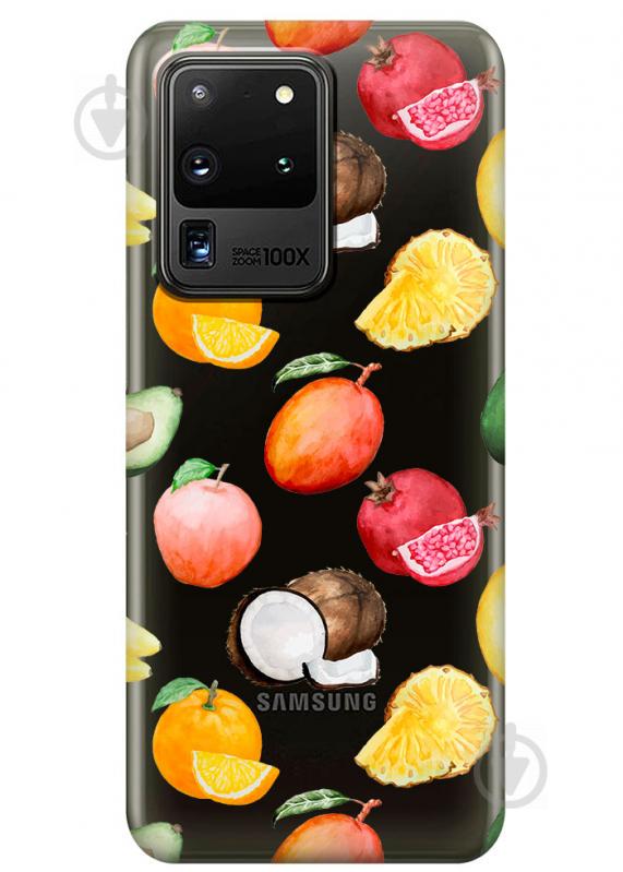 Прозрачный силиконовый чехол iSwag для Samsung Galaxy S20 Ultra Фрукты (M1162)