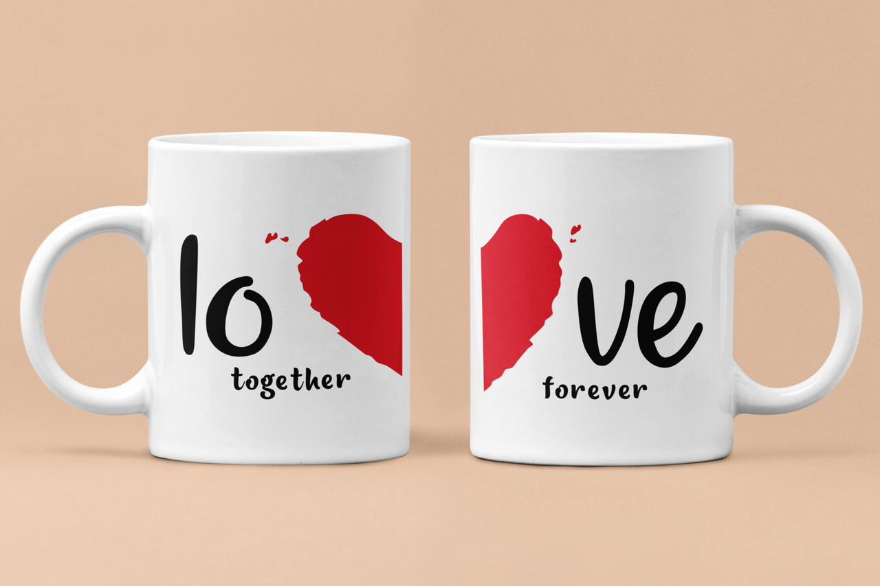 Чашки парные "Love Together Forever" для влюбленных 330 мл Белый (ВЛ20Ч)