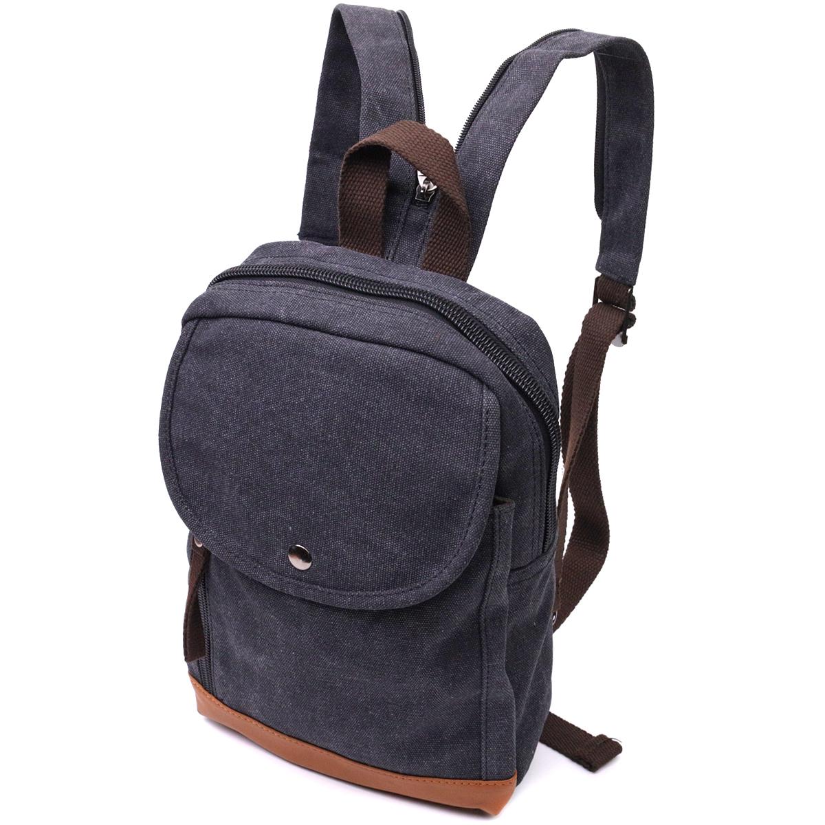 Городской рюкзак мужской Vintage Backpack 22182 из плотного текстиля Черный