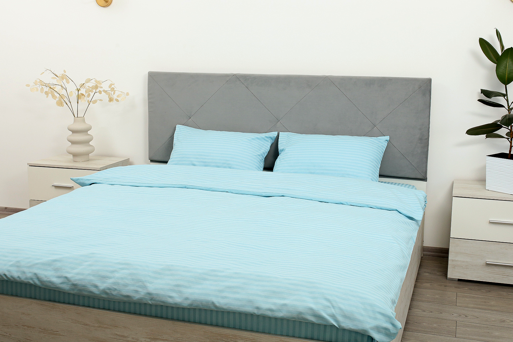 Комплект постельного белья евро Amore Glux-10046blue бязь Голубой (KPB-Ae-Glux-10046blue(50x70) - фото 2