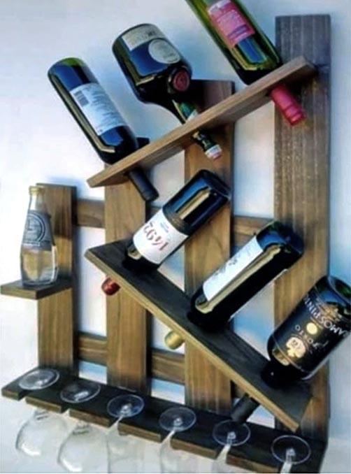 Полка для вина настенная из дерева Осари Сепия (ПНК-024908)