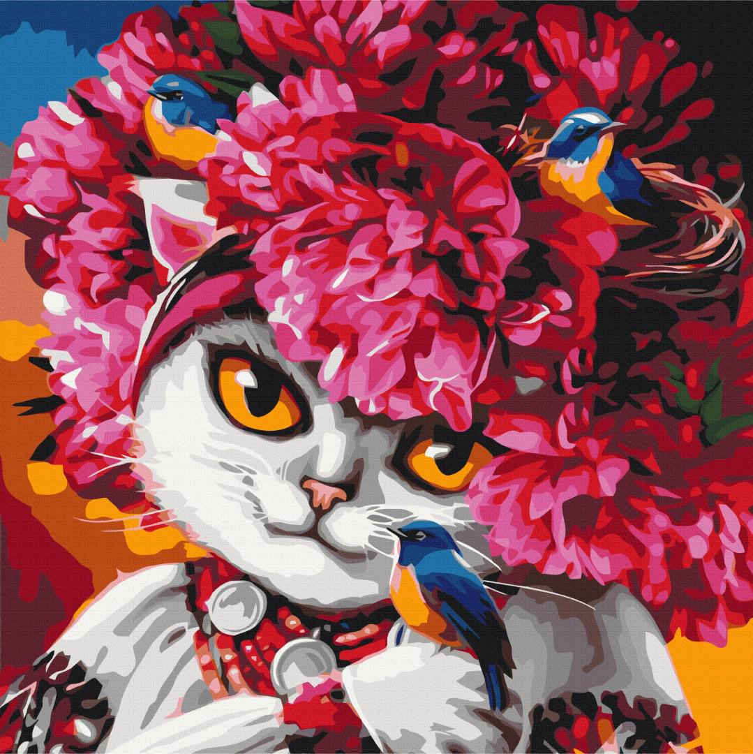 Картина по номерам Brushme Цветущая кошка 50x50 см (BS53223M)
