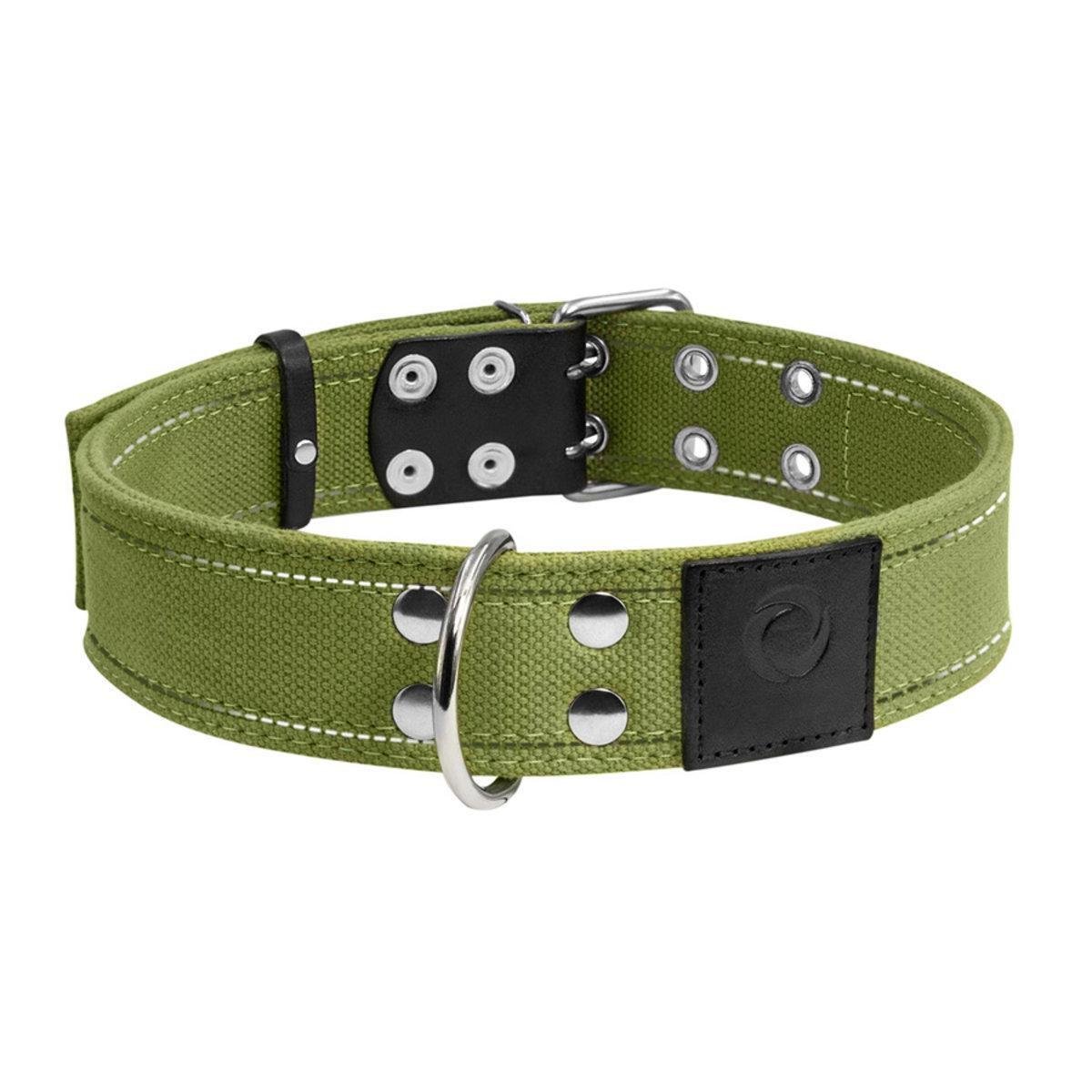 Нашийник для собак Collar бавовняна тасьма/подвійний 45 мм/56-71 см Зелений брезент (6139 Col)