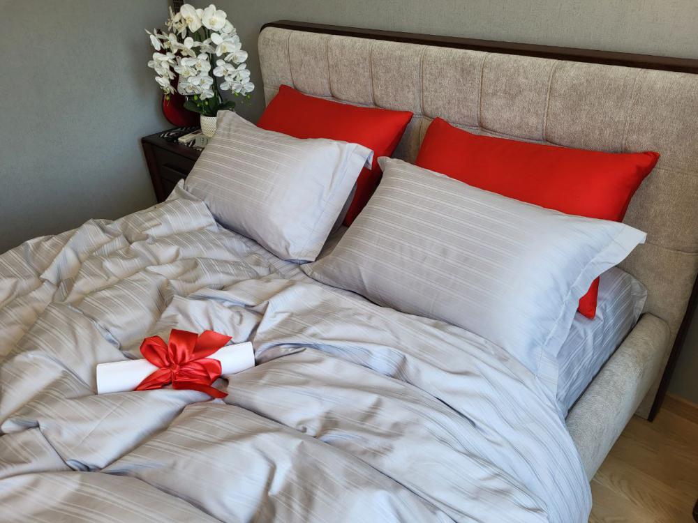 Комплект постельного белья Multi stripe полуторный на резинке Silver