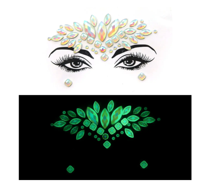 Стрази на обличчя люмінесцентні жіночі One size Різнокольоровий (8967) - фото 4