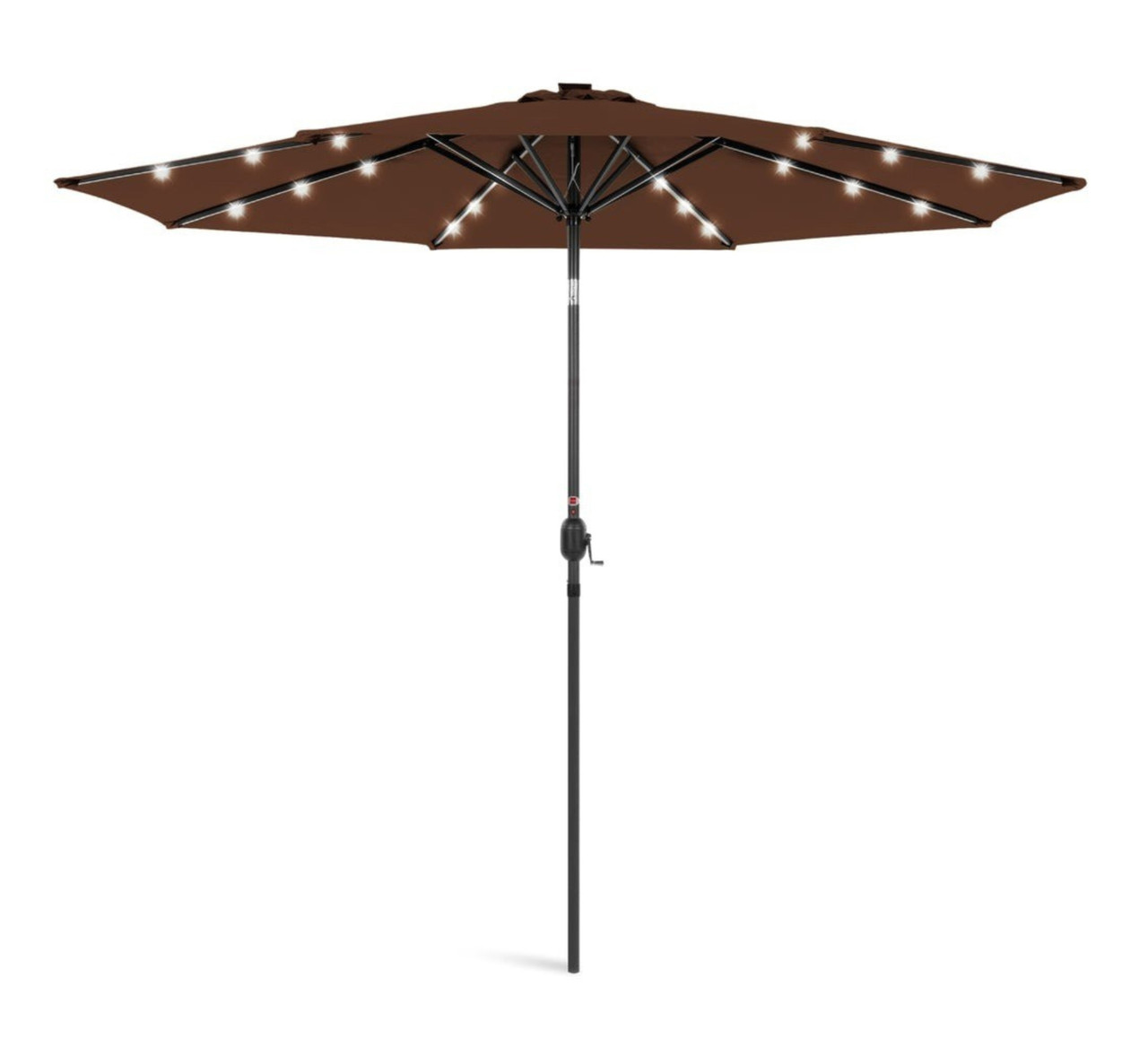 Садова парасолька кругла з регульованим кутом нахилу WCG з LED-підсвічуванням сонячною панеллю та чохлом 3 м Коричневий (W-7016BR1) - фото 4