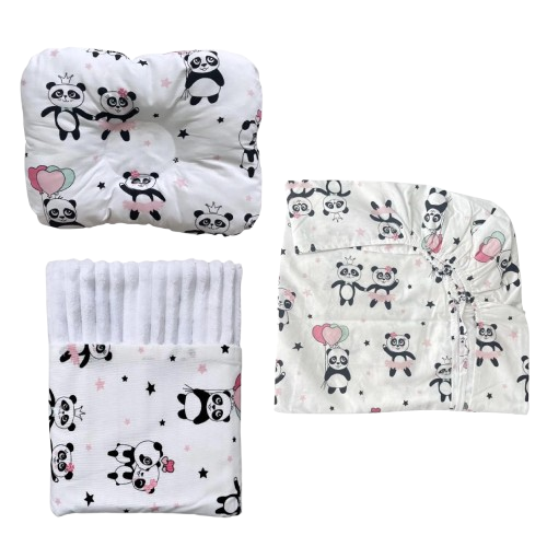 Набор в детскую кроватку RoyalBaby №38 Панды 3в1 Розовый/Белый (143817)