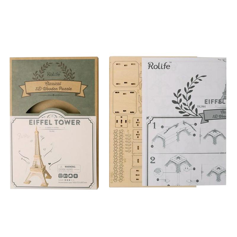 Деревянный 3D конструктор Robotime TG501 Эйфелева башня - фото 3 Деревянный 3D конструктор Robotime TG501 Эйфелева башня - фото 3