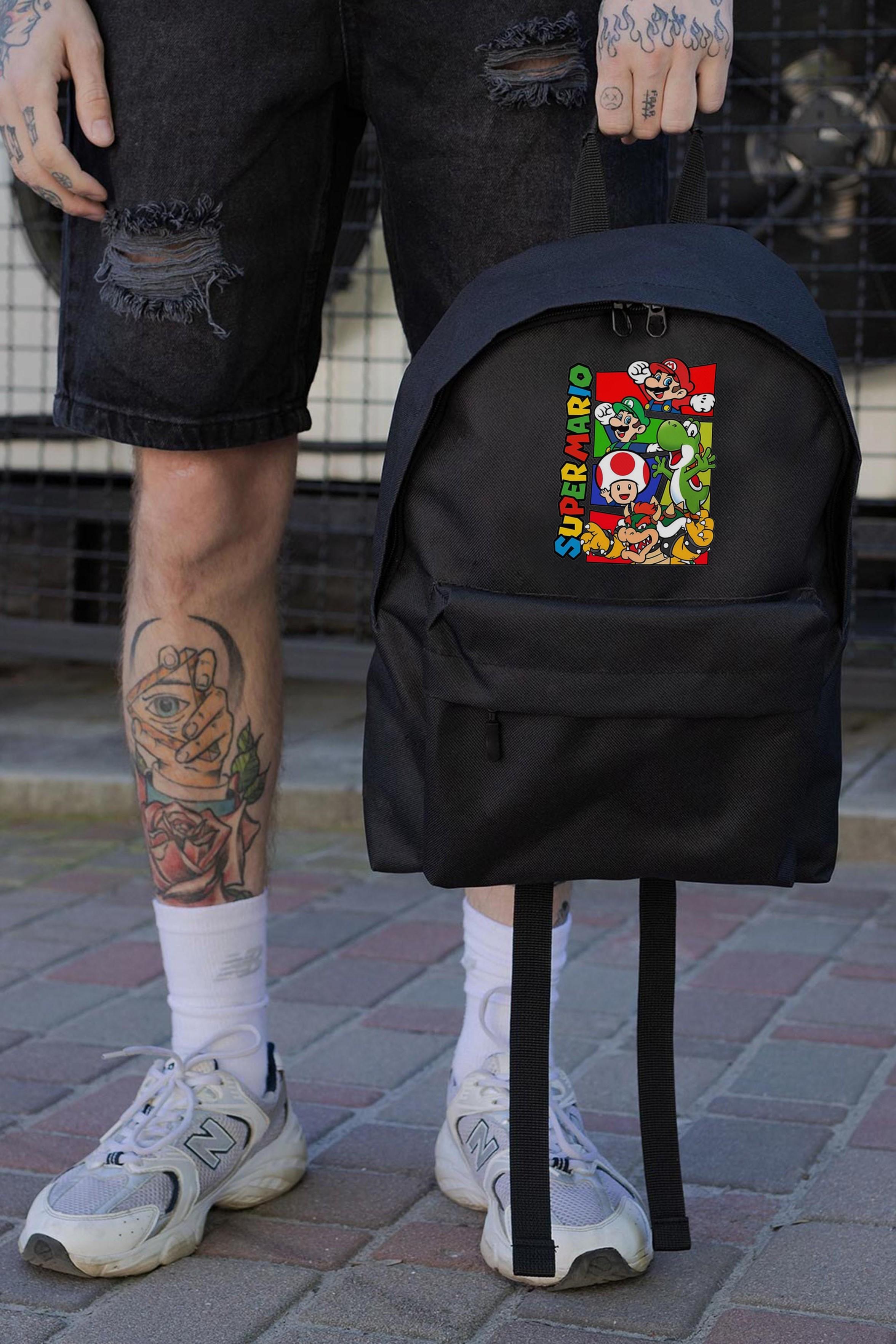 Рюкзак школьный для мальчика Without Compact с принтом Супер Марио Black (8055248)