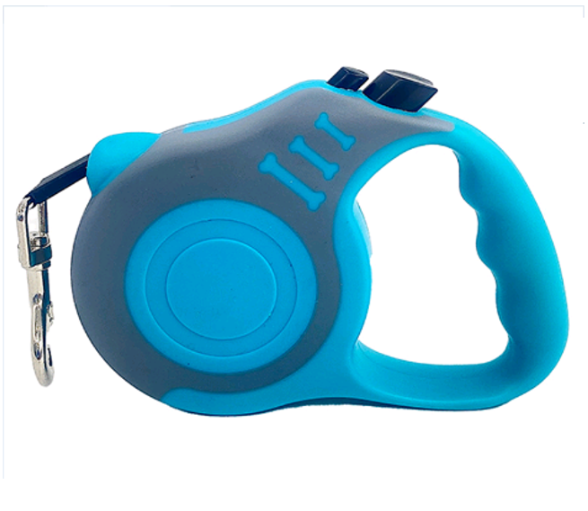 Поводок-рулетка КОСТЬ лента 5 м до 15 кг Голубой/Серый (00000007929)