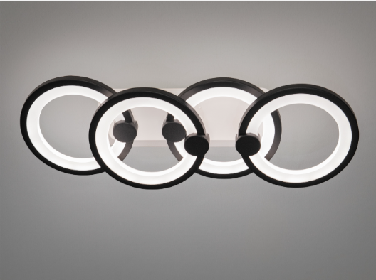 Люстра светодиодная кольца с пультом димером подсветки 65W Черный (31259624) Люстра светодиодная кольца с пультом димером подсветки 65W Черный (31259624)