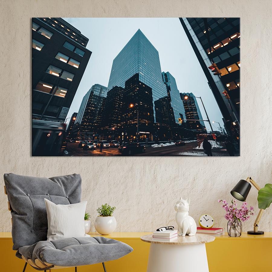 Картина город Зеркальный небоскрёб в Ванкувере 120x80 см (A745-1)