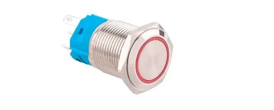 Кнопка фіксована 9-24В LED 5pin 22K-P11DZ 22 мм Червоний