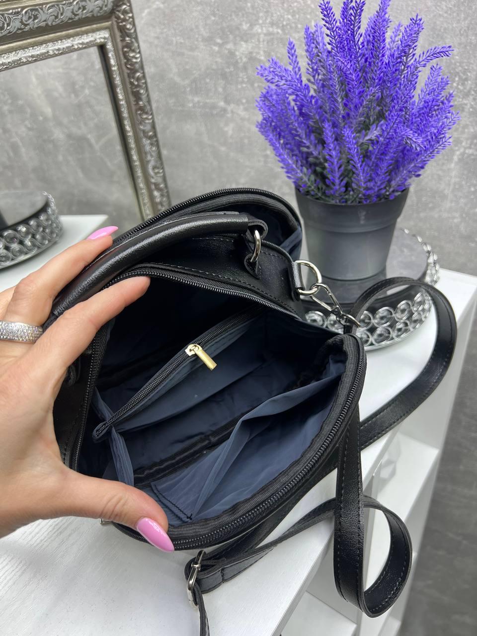 Сумка через плече жіноча сучасна міська екошкіра/натуральна замша 22х17х9 см Зелений - фото 5