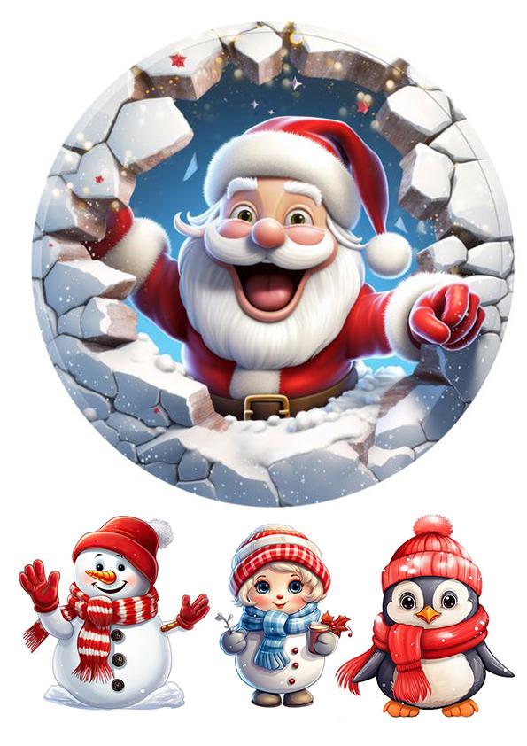 Картинка на торт вафельна Новий Рік №3 (15868)