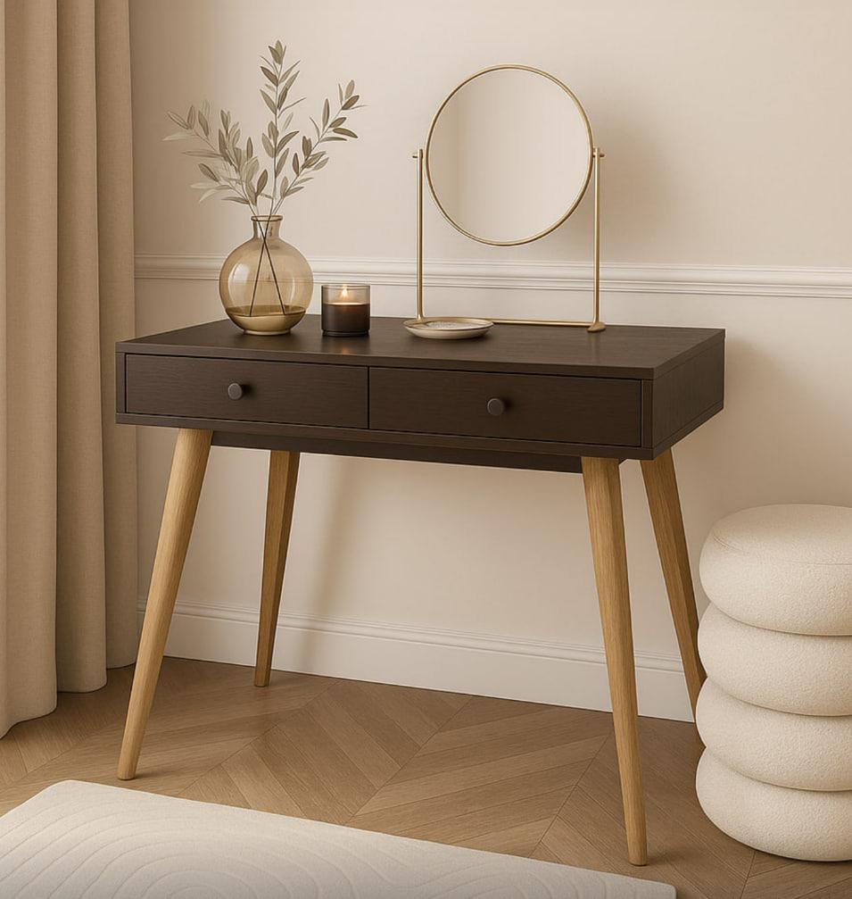 Туалетний столик New and Classic на дерев'яних ніжках 795x900x400 мм Венге магія (ТЗ-Сканді-3) - фото 1 Туалетний столик New and Classic на дерев'яних ніжках 795x900x400 мм Венге магія (ТЗ-Сканді-3) - фото 1