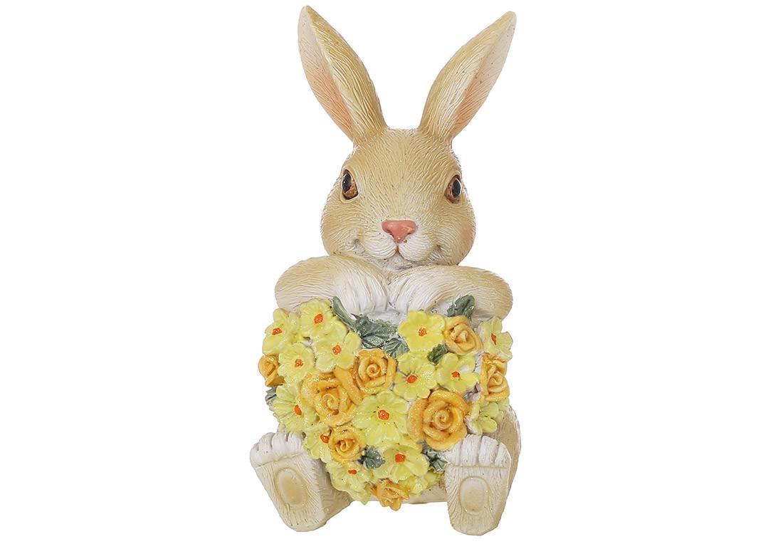 Пасхальная статуэтка BonaDi Кролик с букетом 60х60х115 мм (K07-790)