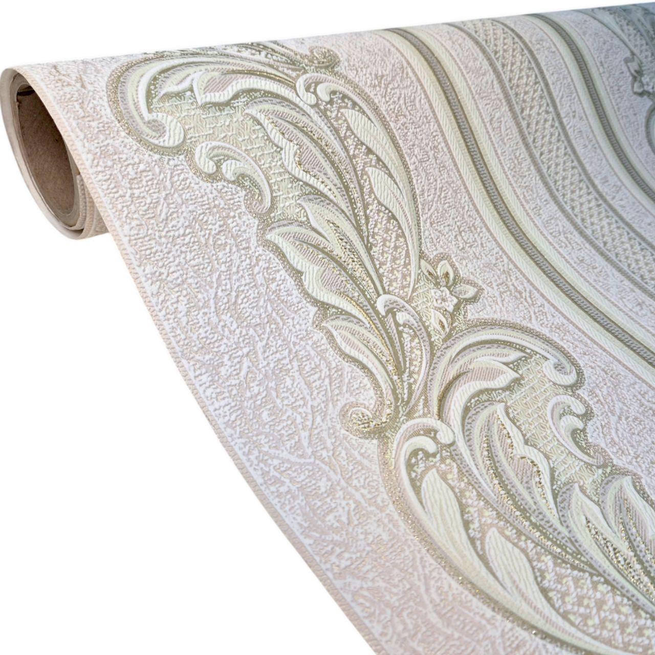 Шпалери вінілові на флізеліновій основі 3664-04 для спальні/вітальні/ коридору/офісу 10,05x1,06 м Пудровий/Салатовий (2481490743)