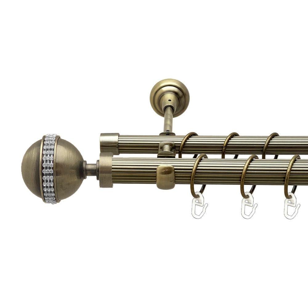 Карниз для штор Orvit Авея двухрядный рифленый 25/19 мм 300 см Антик (00-00018267)