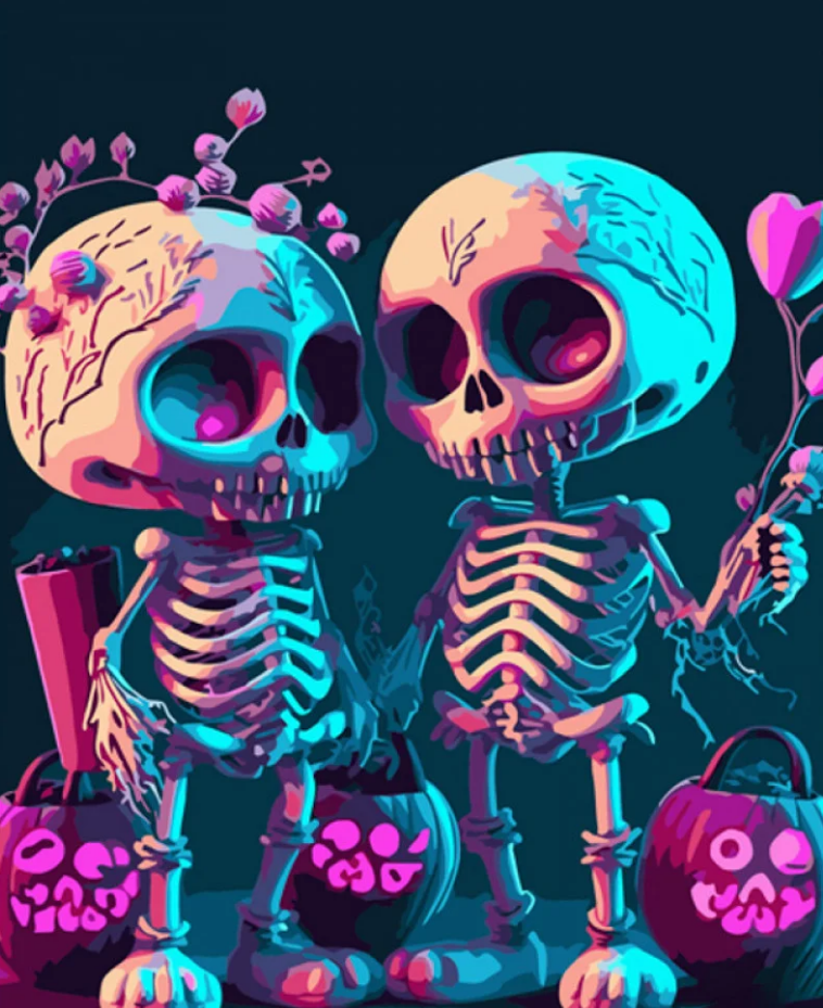 Картина по номерам Strateg Любовь скелетов 40x50 см (GS902)