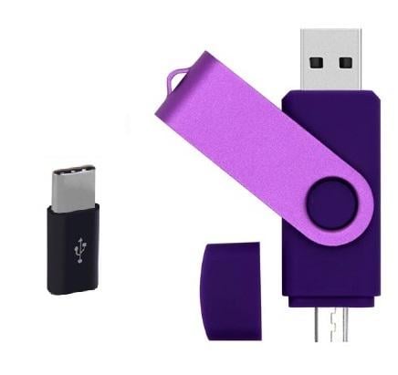 Флешка Jaster Plain 64 Гб USB/micro USB Flash drive + перехідник Type-C Фіолетовий