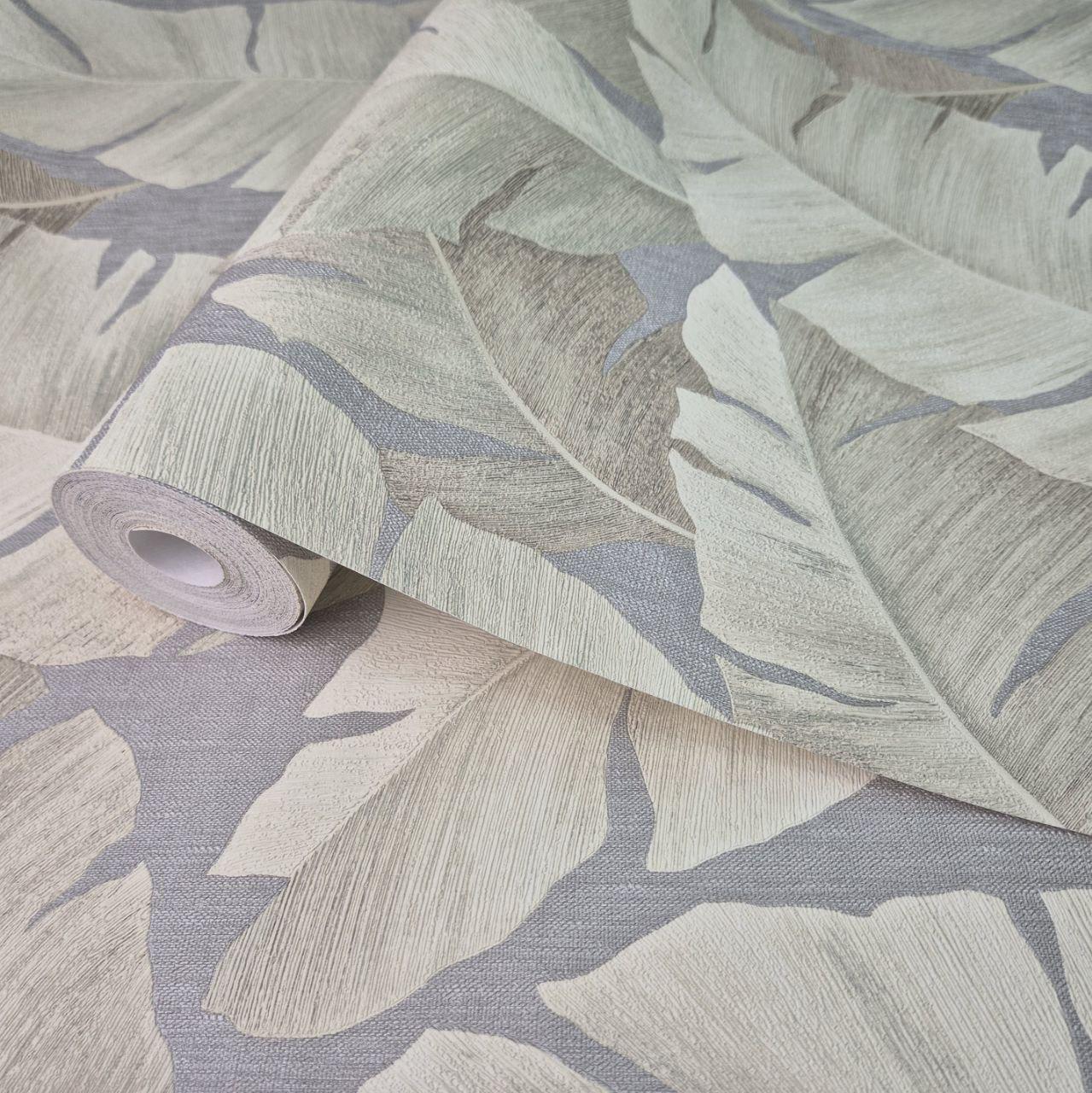 Обои виниловые Marburg с природным орнаментом для спальни/гостиной 1,06x10,05 м Серо-бежевый (1031444)