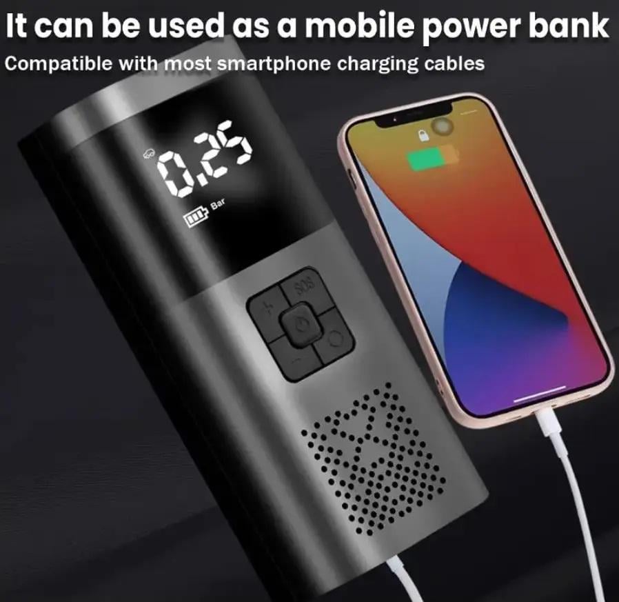 Компрессор цифровой аккумуляторный Wireless Air Pump 9038 12 В/120 Вт Black (609289) - фото 4 Компрессор цифровой аккумуляторный Wireless Air Pump 9038 12 В/120 Вт Black (609289) - фото 4