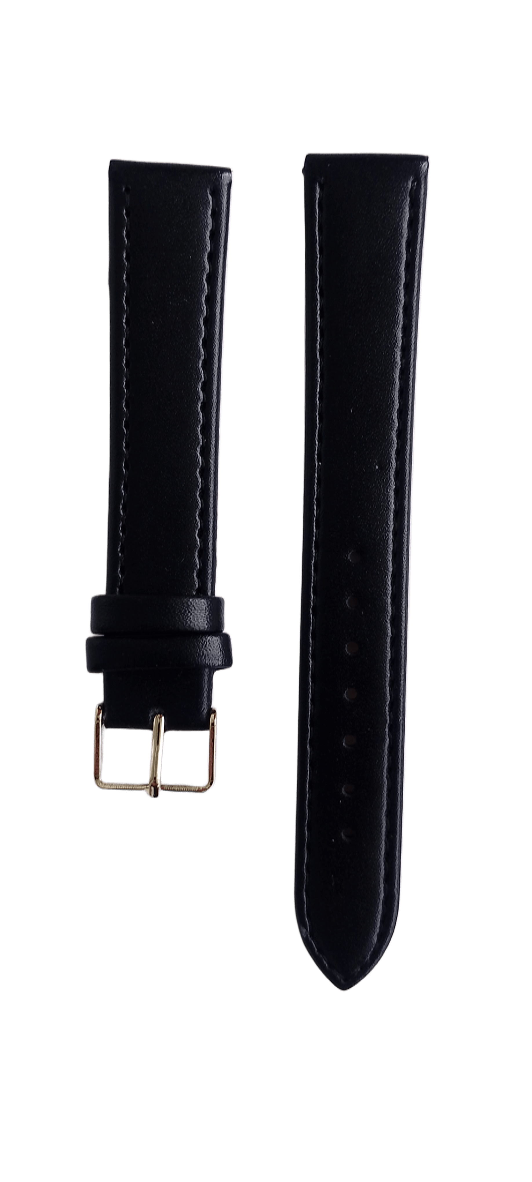 Ремешок для часов кожаный гладкий 18х185 мм Черный (4099)