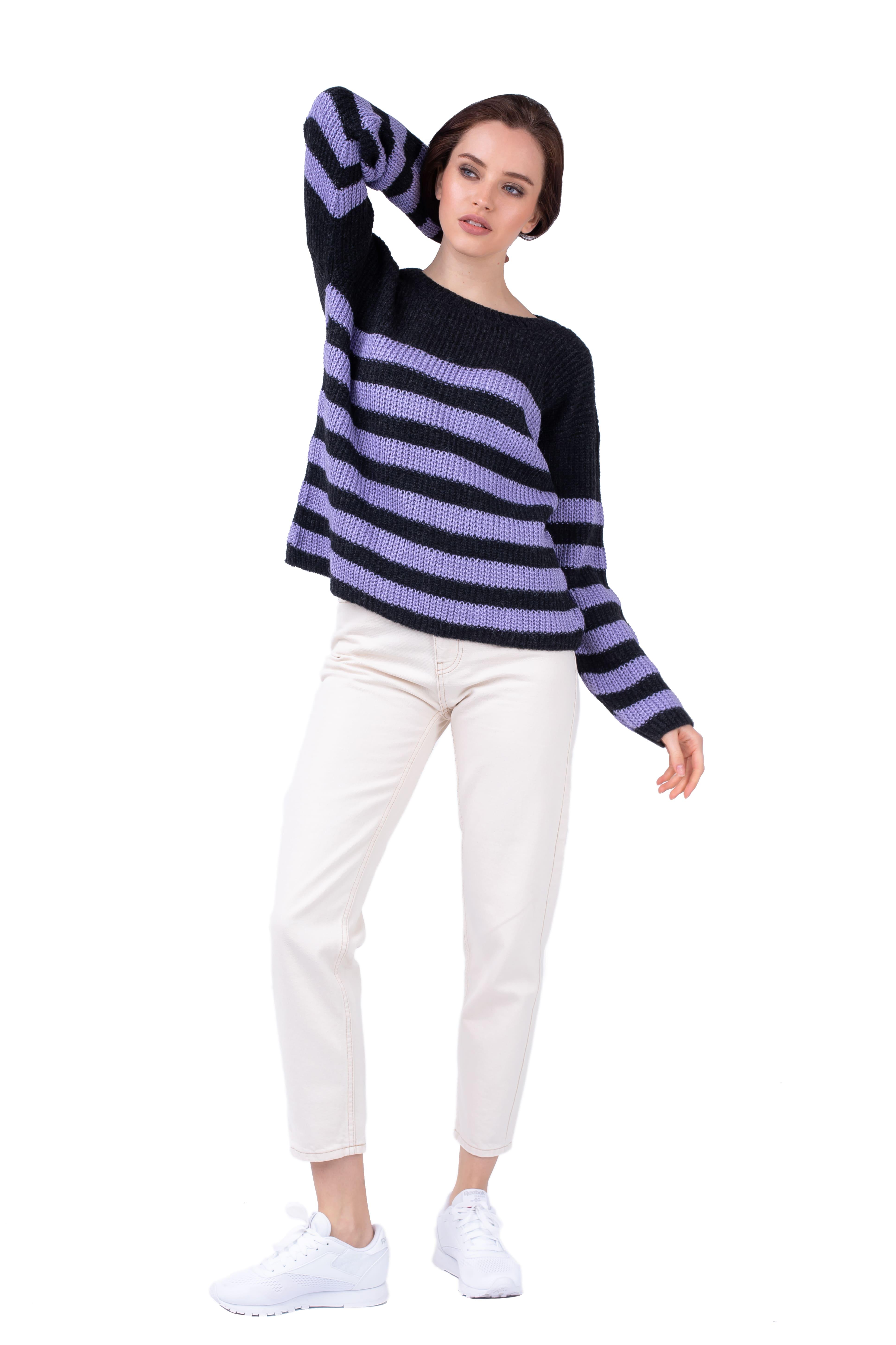 Джемпер женский Bakhur в полоску XS-M Антрацит/Крокус (3219)