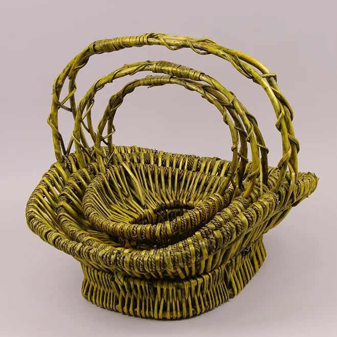 Комплект корзин из лозы Flora 3 шт. Зеленый (37505)