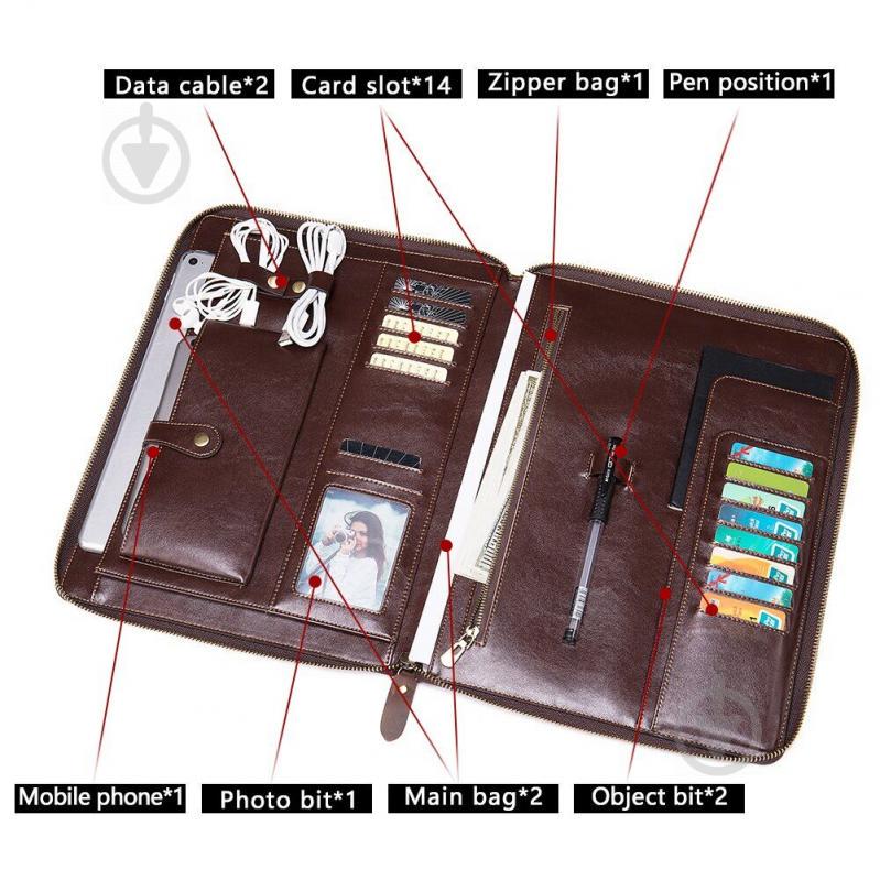 Чоловіча папка органайзер для документів матова 20238 Vintage Коричнева - фото 7 Чоловіча папка органайзер для документів матова 20238 Vintage Коричнева - фото 7