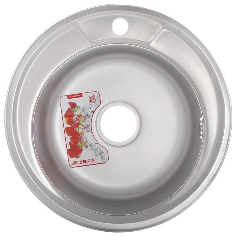 Мойка кухонная Zerix Z490-08-180E с нержавейки врезная круглая (ZM0582) Мойка кухонная Zerix Z490-08-180E с нержавейки врезная круглая (ZM0582)