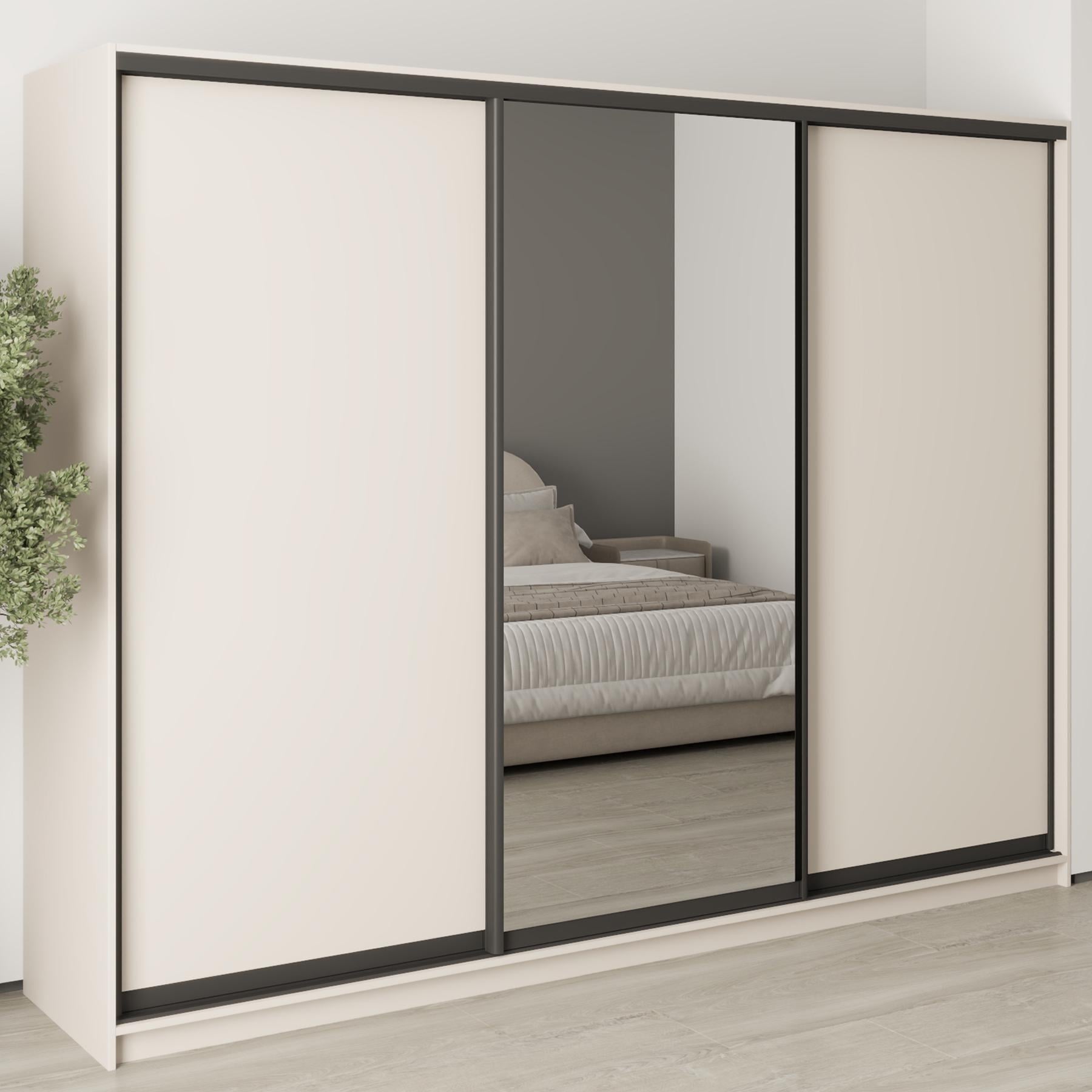 Шкаф-купе трехдверный MebelStar Уни BG 2 ДСП/зеркало 270x45x210 см Кашемир (MBS-7995)