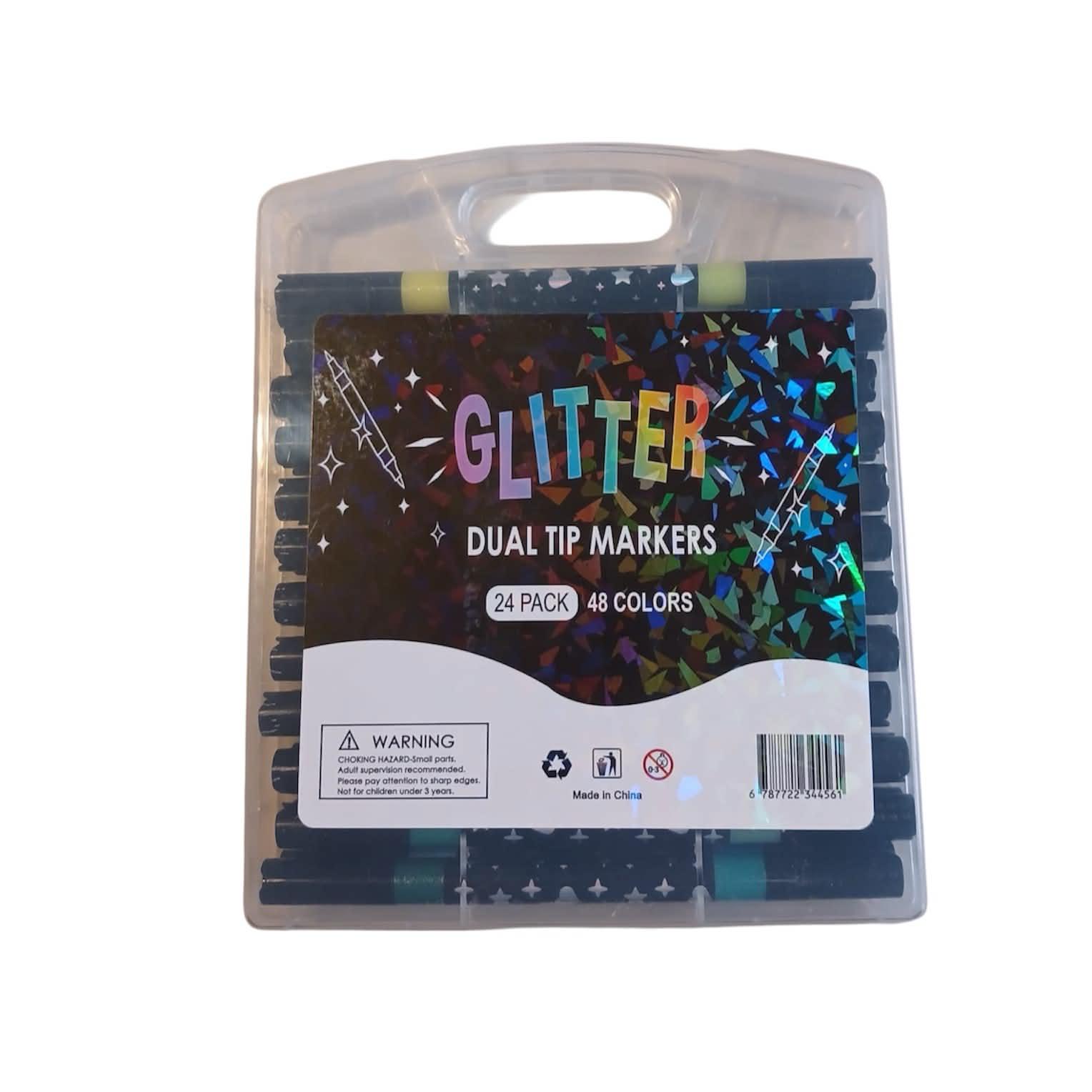 Набор маркеров с кистью glitter dual markers 24 шт. 48 цветов