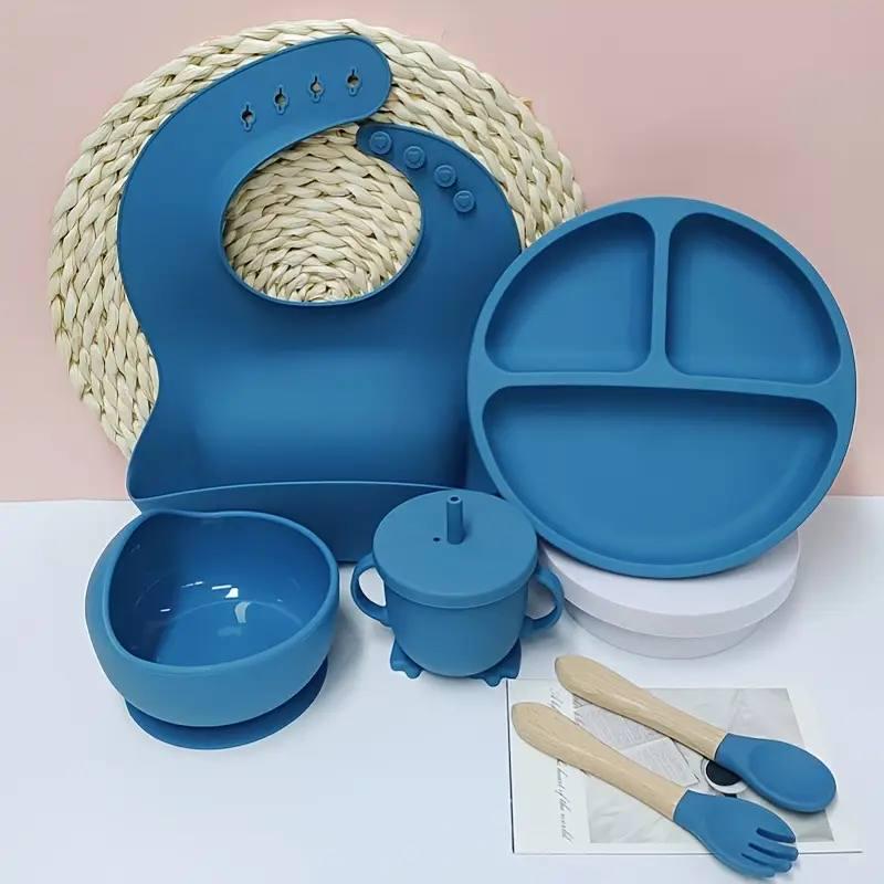 Набір дитячого посуду для першого прикорму 6 предметів Синій (0011)