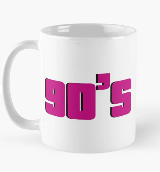 Чашка керамическая с принтом "90`S" Девяностые 330 мл Белый (ПН240Ч)