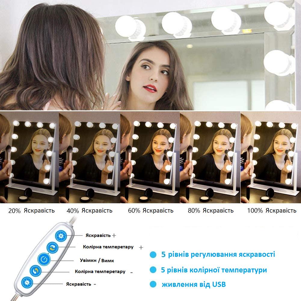 Подсветка для зеркала Lienli Makeup 10 лампочек для гримерного зеркала - фото 2