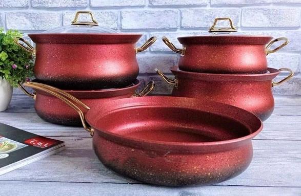 Набір каструль з кришками O.M.S. Collection 3045 з гранітним покриттям Червоний (1936498184) - фото 4 Набір каструль з кришками O.M.S. Collection 3045 з гранітним покриттям Червоний (1936498184) - фото 4