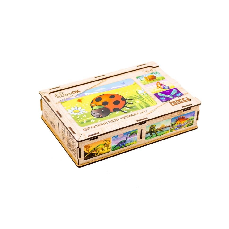 Пазлы деревянные PuzzleOK Насекомые 4в1 80 элементов 24х16 см (IP-177-P-1116)
