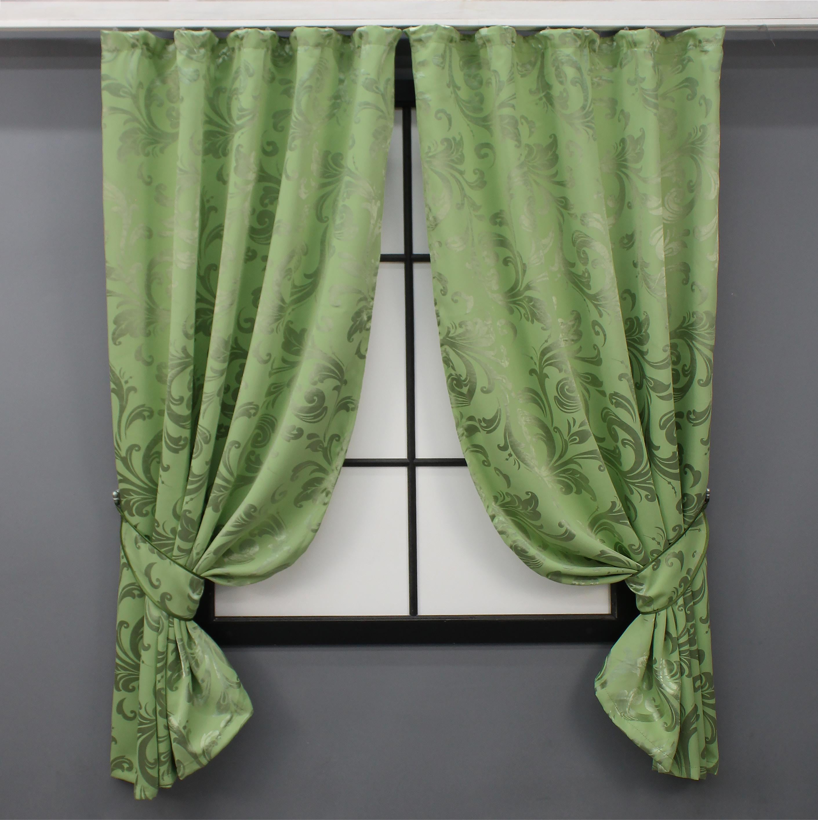 Комплект коротких штор VR-Textil Лилия №1104ш жаккард 130х170 см 2 шт. Салатовый (35-0217)