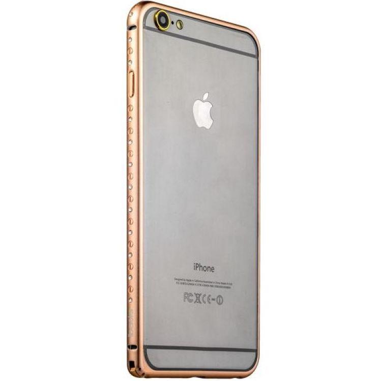 Чехол бампер IBacks Aircraft Grade Aluminum Bumper with Diamond for iPhone 6/6S, Champagne Gold (00-00015480)